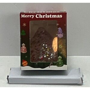 Unmarked Squishy Christmas Tree Figurine OS Pink New Glitter Star Top Boxed